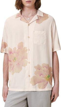 AllSaints Peony Short Sleeve Camp Shirt in Ecru White at Nordstrom Rack, Size Large