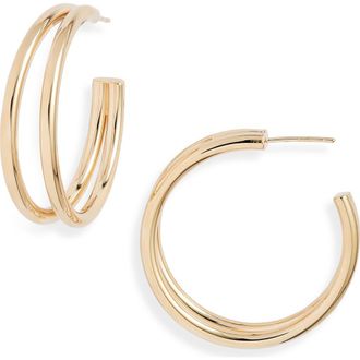 Jennifer Zeuner Calista Double Hoop Earrings in 14K Yellow Gold Plated Silver at Nordstrom