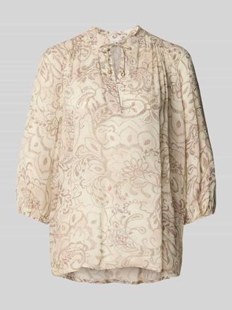 Jake*s Regular Fit Bluse aus Viskose mit Schn&uuml;rung und 3/4-Arm in Ecru, Gr&ouml;&szlig;e 32