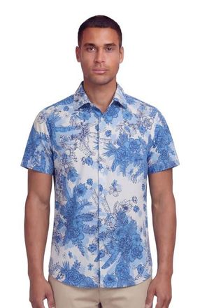 Lords of Harlech Mono Floral Mens Printed Button Up Shirt in Mono Floral White at Nordstrom, Size Xx-Large