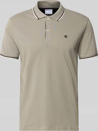 Champion Slim Fit Poloshirt mit Label-Stitching in Hellgrau, Gr&ouml;&szlig;e XXL
