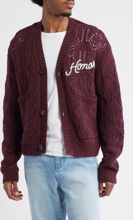 Honor The Gift Open Stitch Cotton Cardigan in Berry at Nordstrom Rack, Size Xx-Large