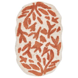 Beliani Alfombrilla De Ba&ntilde;o Moderna De Algod&oacute;n Forma Irregular 60 X 90 Cm Patr&oacute;n Decorativo Accesorios De Ba&ntilde;o Naranja Derik