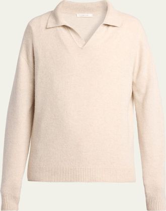 The Row Mens Cashmere Knit Johnny-Collar Polo Sweater