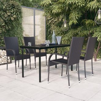 vidaXL Juego De Comedor De Jard&iacute;n 5 Piezas Negro Vidaxl