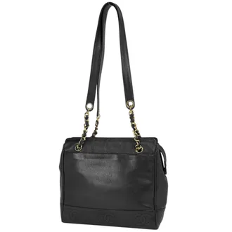 Chanel Black Grained Calfskin Shoulder Bag Tote Bag (Pre-Owned)