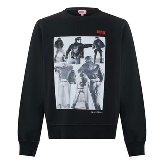 Diesel Sweatshirts, male, Black, Size: S Hoodie with Colorful Graphic Print