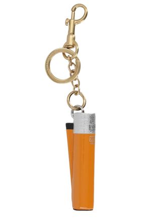 Anya Hindmarch Orange Vibrant Leather Metallic Accent Key Ring