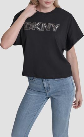 DKNY Bling Logo Cotton Blend Graphic T-Shirt in Black at Nordstrom, Size Xx-Small