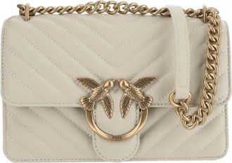 Pinko White Mini Love One Quilted Leather Shoulder Bag