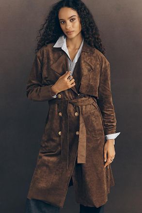 Blank NYC Down to Earth Faux Suede Trench Coat Jacket