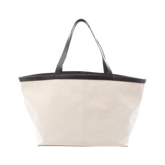 Bottega Veneta Brown White Canvas Leather Tote Bag (Pre-Owned)