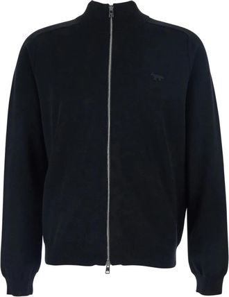 Maison Kitsun&eacute; High-Neck Zip Sweatshirt - Heren - Vesten - Zwart - M - Wol - Truien & Vesten