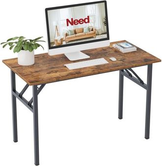 Soges Soges Escritorio Plegable, 120 X 60 X 75 Cm, Escritorio Compacto Para Ordenador, Mobiliario De Oficina, Escritorio Para Pc, Mesa De Trabajo,negro Vint