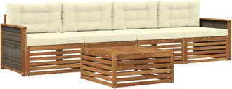 vidaXL Conjunto De Sof&aacute;s De Exterior 5 Uds. Natural Y Crema Vidaxl