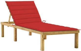 vidaXL Tumbona Con Coj&iacute;n Rojo Madera De Pino Impregnada Vidaxl