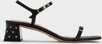 Charles & Keith Emmaline Patent Leather Crystal Sandals