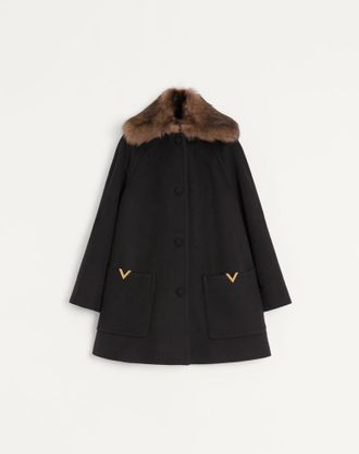 Valentino Cappotto In Wool Drap Donna NERO 38