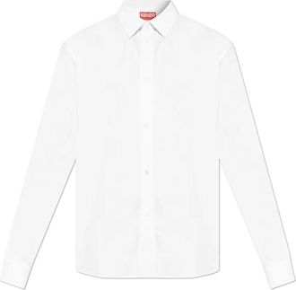 Kenzo Casual overhemd van katoenpoplin - Heren - Zakelijke Overhemden - Wit - XL - Katoen - Overhemden