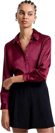 French Connection Dames/Dames Irina Satijnen Shirt Met Lange Mouwen (Rood)