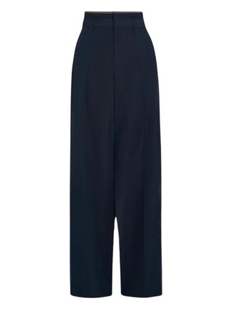 Vince ribbed-trim straight trousers - Blue