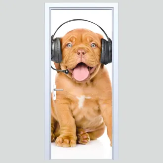 OEM Pegatina De Tela Para Puerta Con Perro En Auriculares 320pd