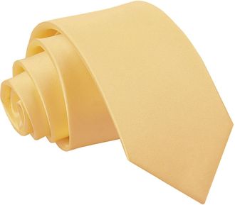 DQT Boys Plain Satin Wedding Formal Casual Communion Page Boy Classsic Neck Tie 7-12 Years Old - Pale Yellow