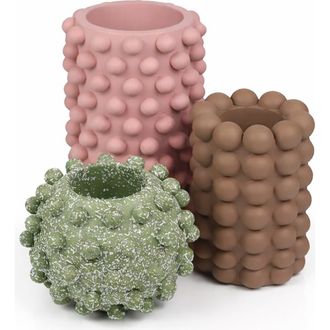 Jonathan Y Designs Maren Modern Minimalist Handmade Concrete Bubble Cylinder and Round Planter Set in Dusty Rose at Nordstrom