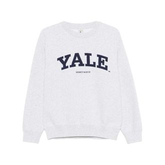 Sporty & Rich Sweatshirts, female, Gray, Size: XS Lettering Crewneck