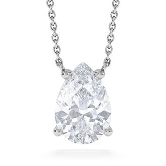 The Diamond Store Wanderlust Floating Pear Cut Lab Diamond Solitaire Necklace 2.00ct H/si In 9k White Gold