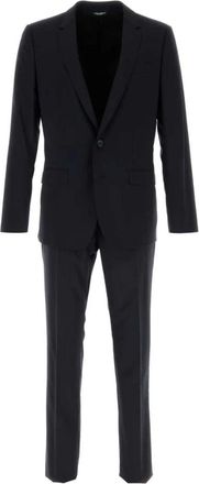 Dolce & Gabbana Midnight Blue Stretch Wool Suit - Heren - Business pakken - Blauw - L - Wol - Kostuums