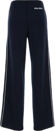Miu Miu Womens Midnight Blue Polyester Joggers Navy Exterior: Pantaloni Trousers
