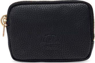 Herschel Oxford Faux Leather Zip Pouch in Black at Nordstrom