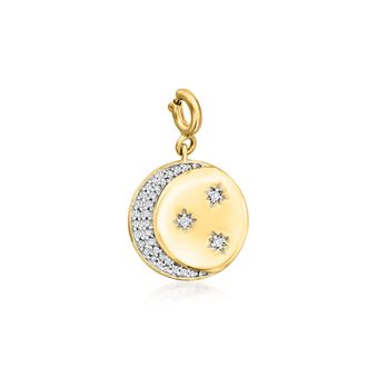 Ross-Simons Diamond Moon and Stars Charm in 18kt Gold Over Sterling