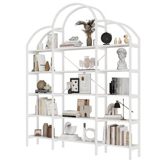 STILVORA Estanter&iacute;a 170x26x190 Cm De Estilo Sencillo, Tubo De Acero Y Mdf, 5 Niveles De Almacenaje, Forma De Nube, F&aacute;cil De Montar Y Limpiar, Color Blanco