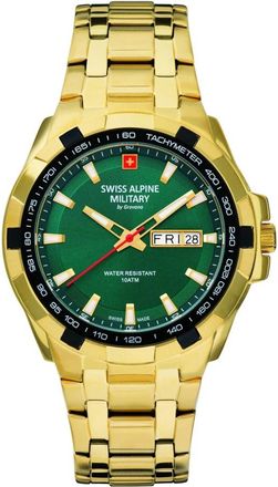 Swiss Alpine Military Heren Armbandhorloge Star Fighter 41 mm Armband Roestvrij Staal 7043.1114 - Heren - Horloges - Geel - ONE Size - Accessoires