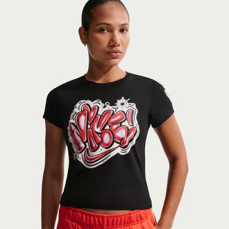 Nike Womens Nike Sportswear Chill Knit Slim Cropped T-Shirt in Black | IR4754-010
