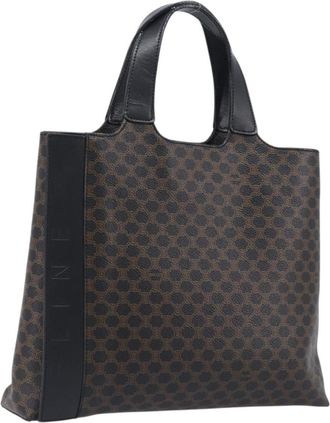Celine Vintage Macadam Canvas And Leather Black Canvas Handbag (Pre-Owned)