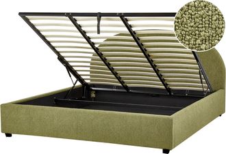 Beliani Beliani - Cama Con Almacenaje De 180 X 200 Cm Minimalista De Boucl&eacute; Verde Oliva Vaucluse