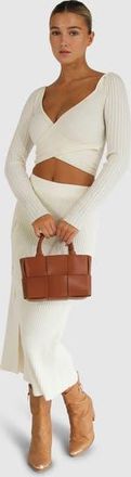 Belle & Bloom All My Life Knit Midi Skirt in Cream at Nordstrom, Size Large