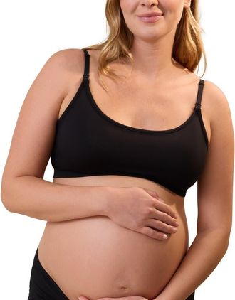 Kindred Bravely French Terry Maternity & Nursing Bralette in Black at Nordstrom, Size X-Large