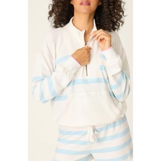 PJ Salvage Pupcation Palms Quarter Zip Pullover in Ivory at Nordstrom, Size X-Small