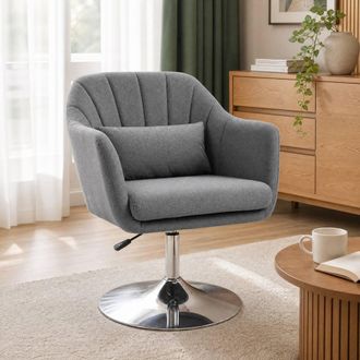 STILVORA Height Adjustable Swivel Vanity Chair in Grey