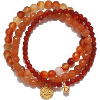 Satya Jewelry Manifest Protection Gemstone Bracelet Set in Orange at Nordstrom