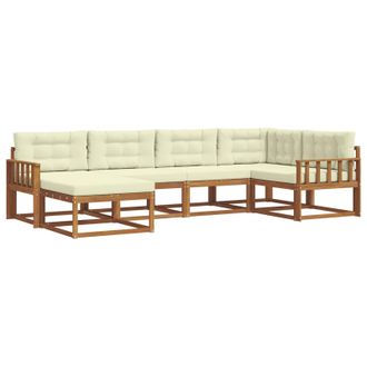 vidaXL Conjunto De Sof&aacute;s De Exterior Con Coj&iacute;n 6 Pcs Natural Y Crema Vidaxl