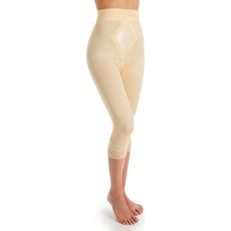 Rago High Waist Capri Pant Liner with Tummy Control in Beige at Nordstrom, Size X-Large