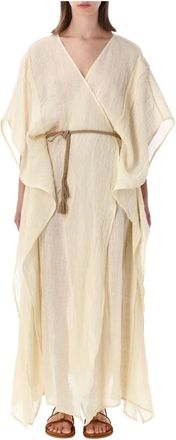 120% Lino 120% Lino, Wrap Dresses, female, Beige, Size: ONE SIZE Abito Lungo