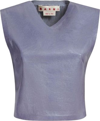 Marni leather cropped top - women - Goat Skin - 38 - Grey