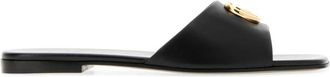 Gucci Black Logo Leather Sandals