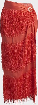 Giorgio Armani Fringe Sarong Maxi Skirt